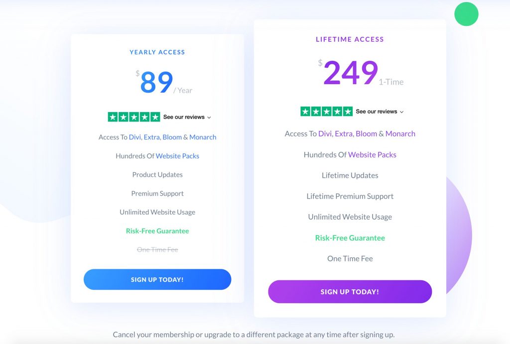 Image of Divi Pricing Plan