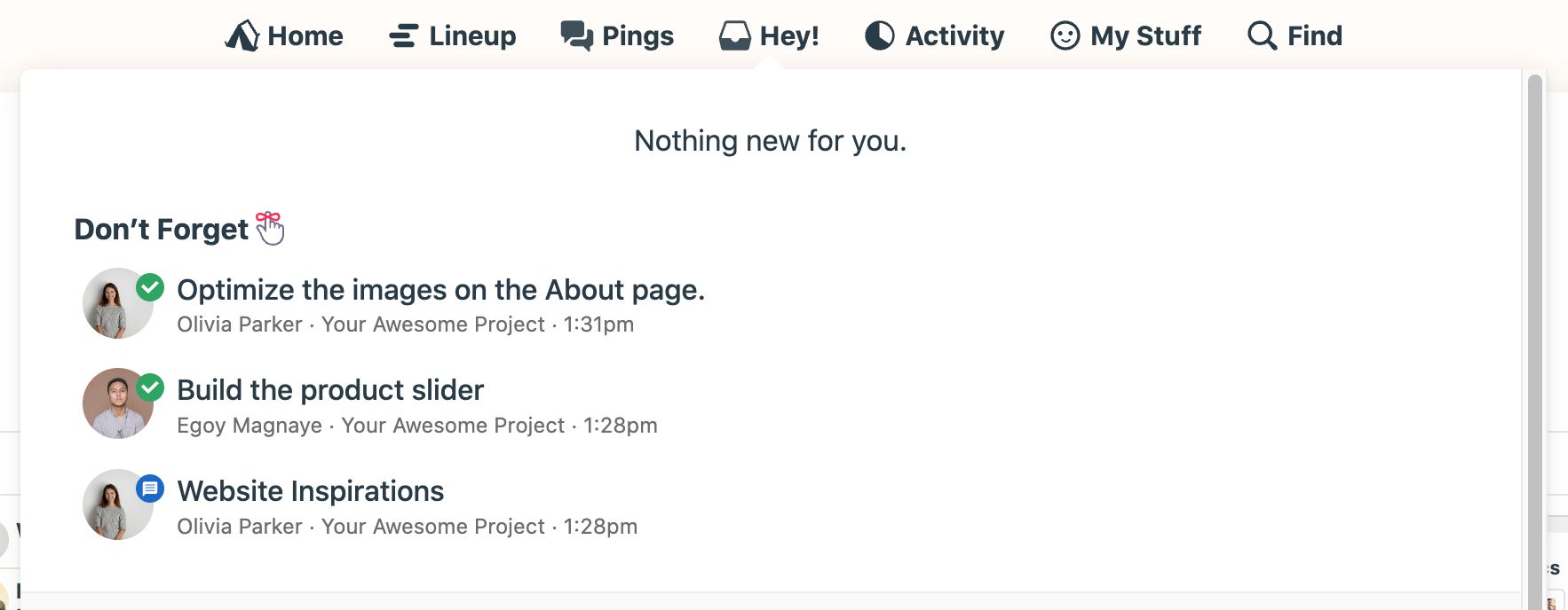 Image of the Dont Forgot feature